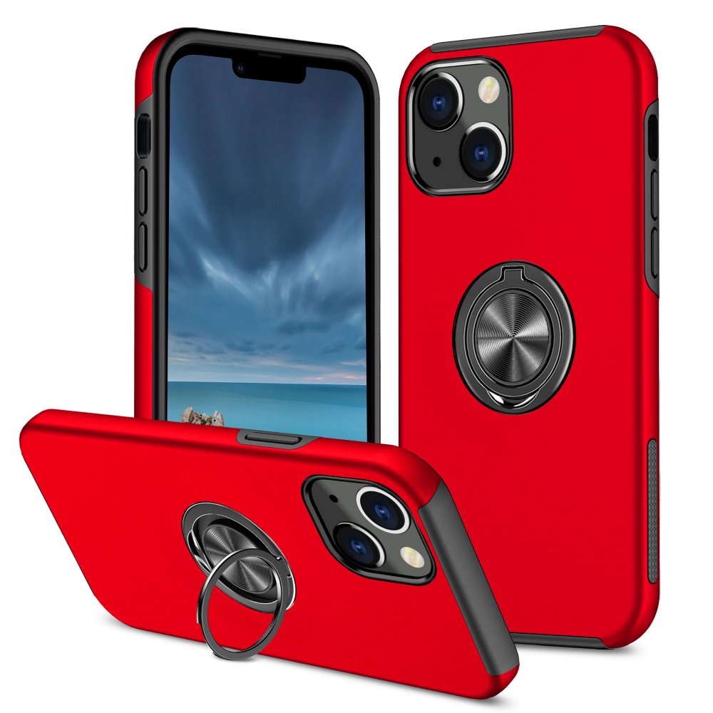 Newface iPhone 13 Mini Kılıf Elit Yüzüklü Kapak - Kırmızı