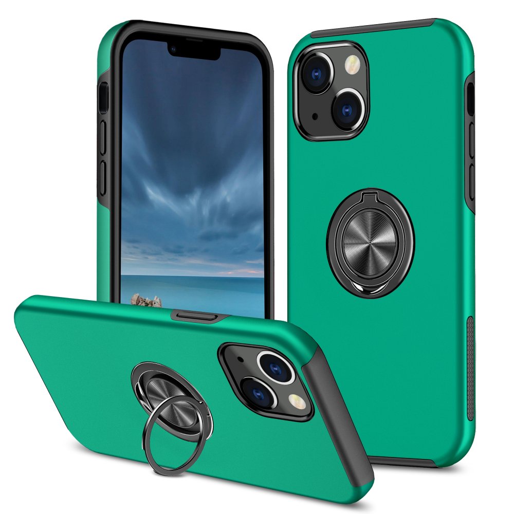 Newface iPhone 13 Mini Kılıf Elit Yüzüklü Kapak - Yeşil
