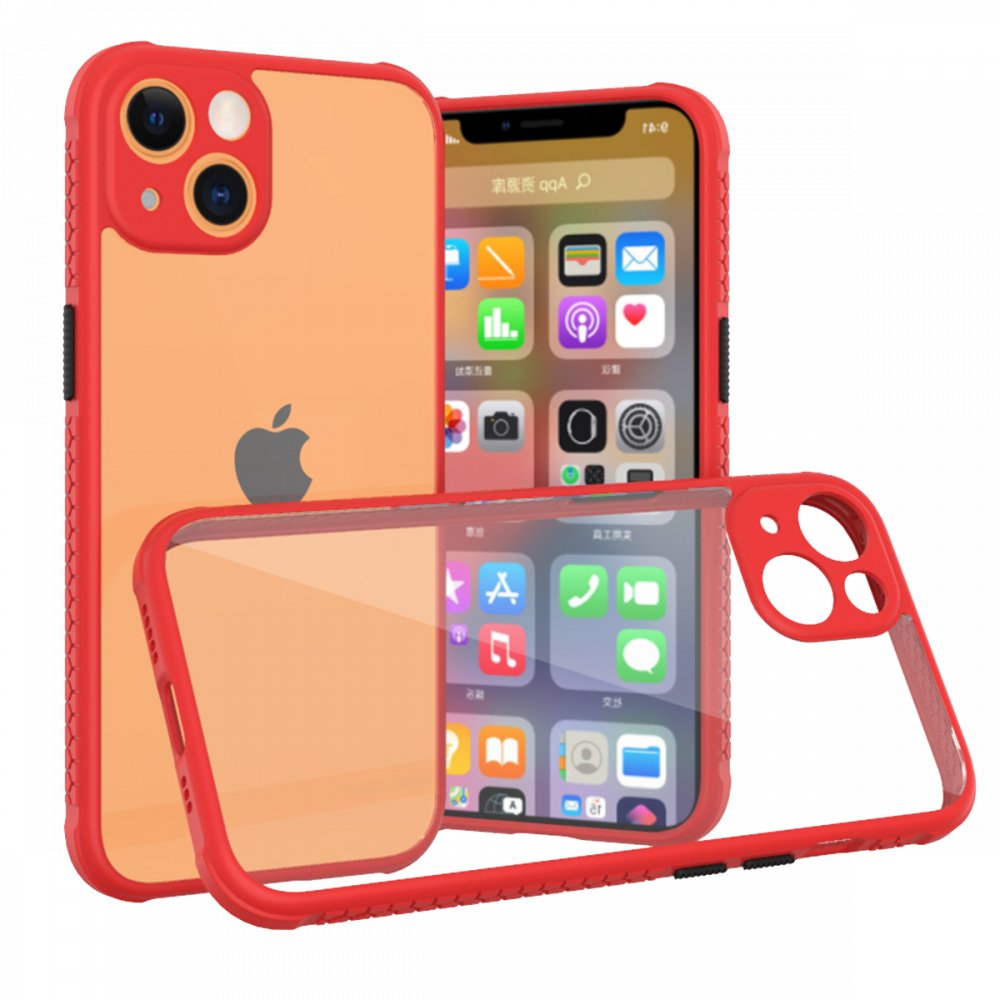 Newface iPhone 13 Mini Kılıf Miami Şeffaf Silikon - Kırmızı