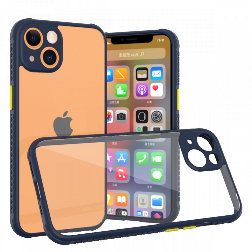 Newface iPhone 13 Mini Kılıf Miami Şeffaf Silikon - Lacivert