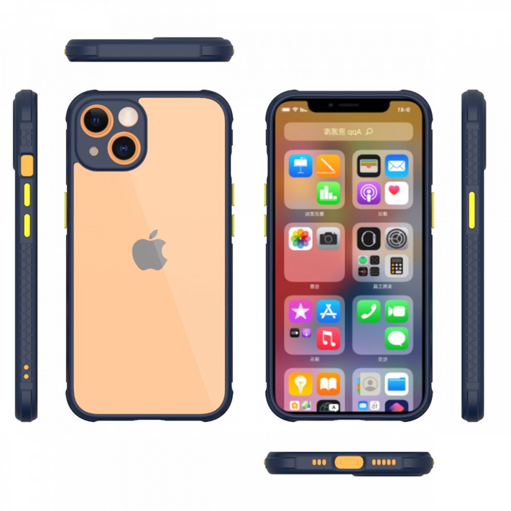 Newface iPhone 13 Mini Kılıf Miami Şeffaf Silikon - Lacivert