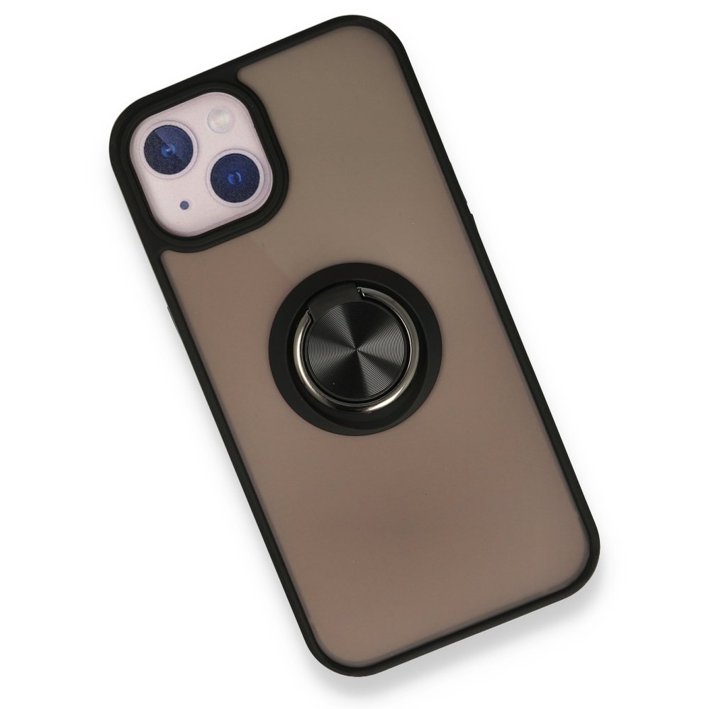 Newface iPhone 13 Mini Kılıf Montreal Yüzüklü Silikon Kapak - Siyah