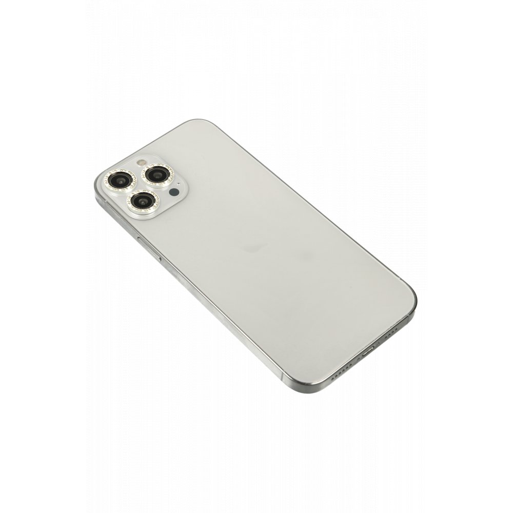 Newface iPhone 13 Pro Max Diamond Kamera Lens - Gümüş
