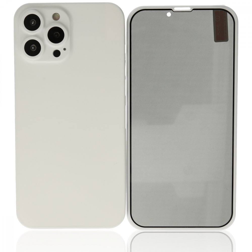 Newface iPhone 13 Pro Kılıf 360 Hayalet Full Body Silikon Kapak - Beyaz