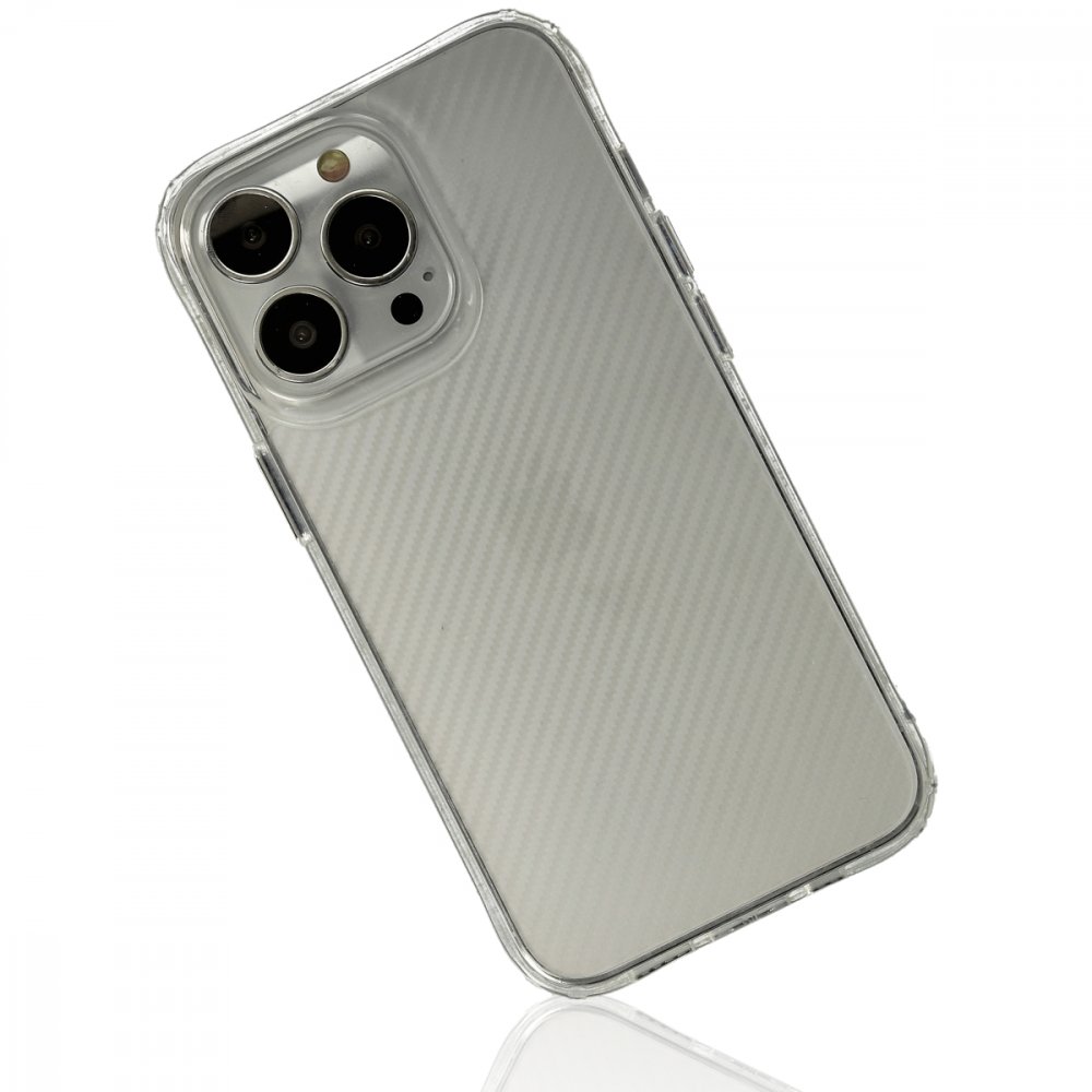 Newface iPhone 13 Pro Kılıf 3D Vera Karbon Silikon - Şeffaf