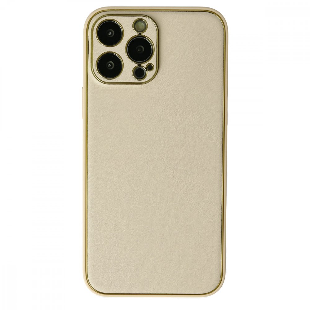 Newface iPhone 13 Pro Kılıf Coco Deri Silikon Kapak - Gold