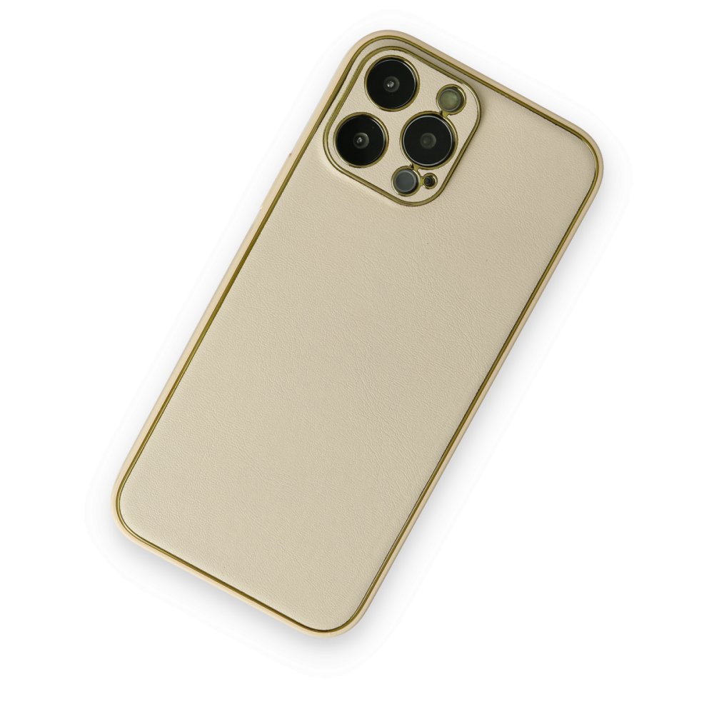 Newface iPhone 13 Pro Kılıf Coco Deri Silikon Kapak - Gold