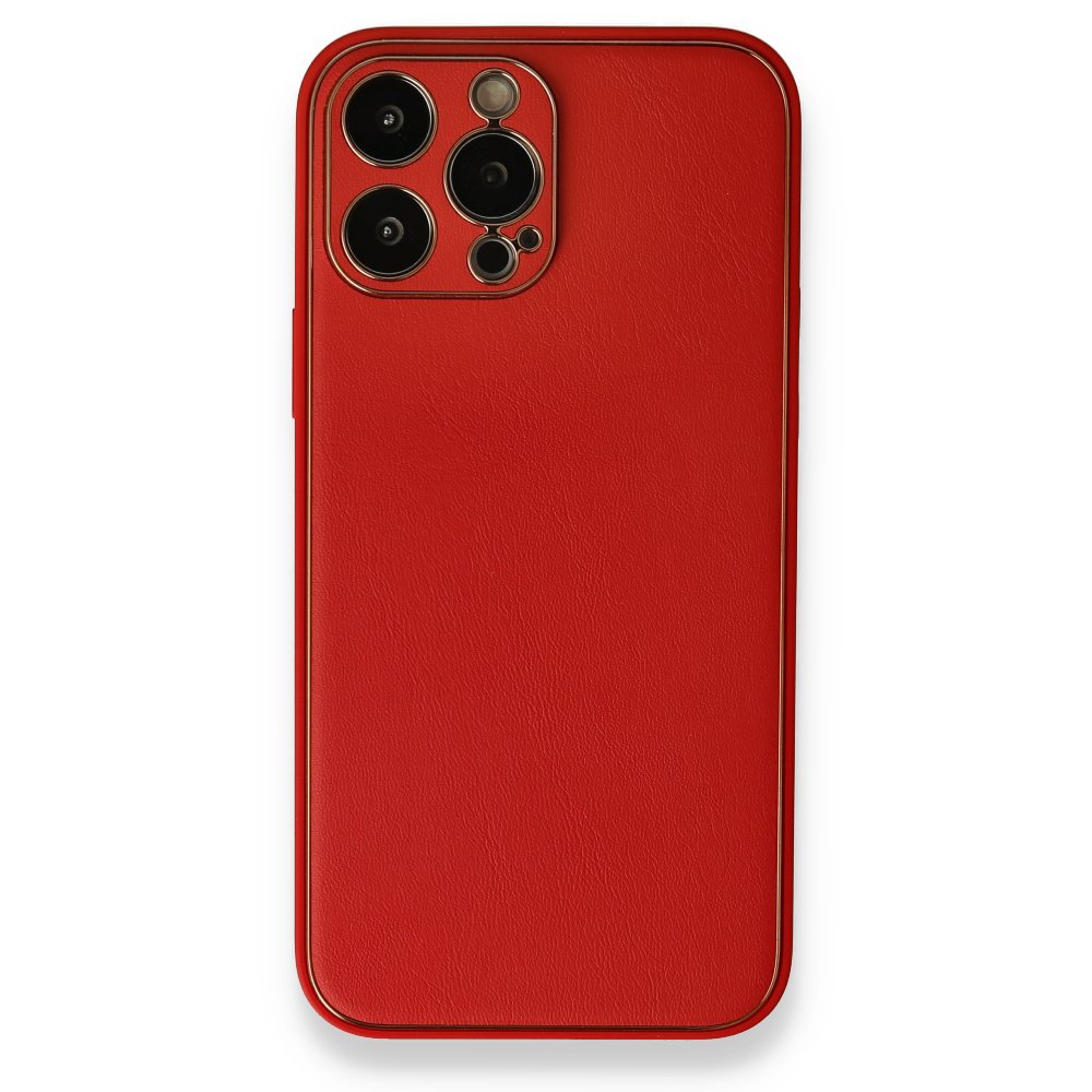 Newface iPhone 13 Pro Kılıf Coco Deri Silikon Kapak - Kırmızı