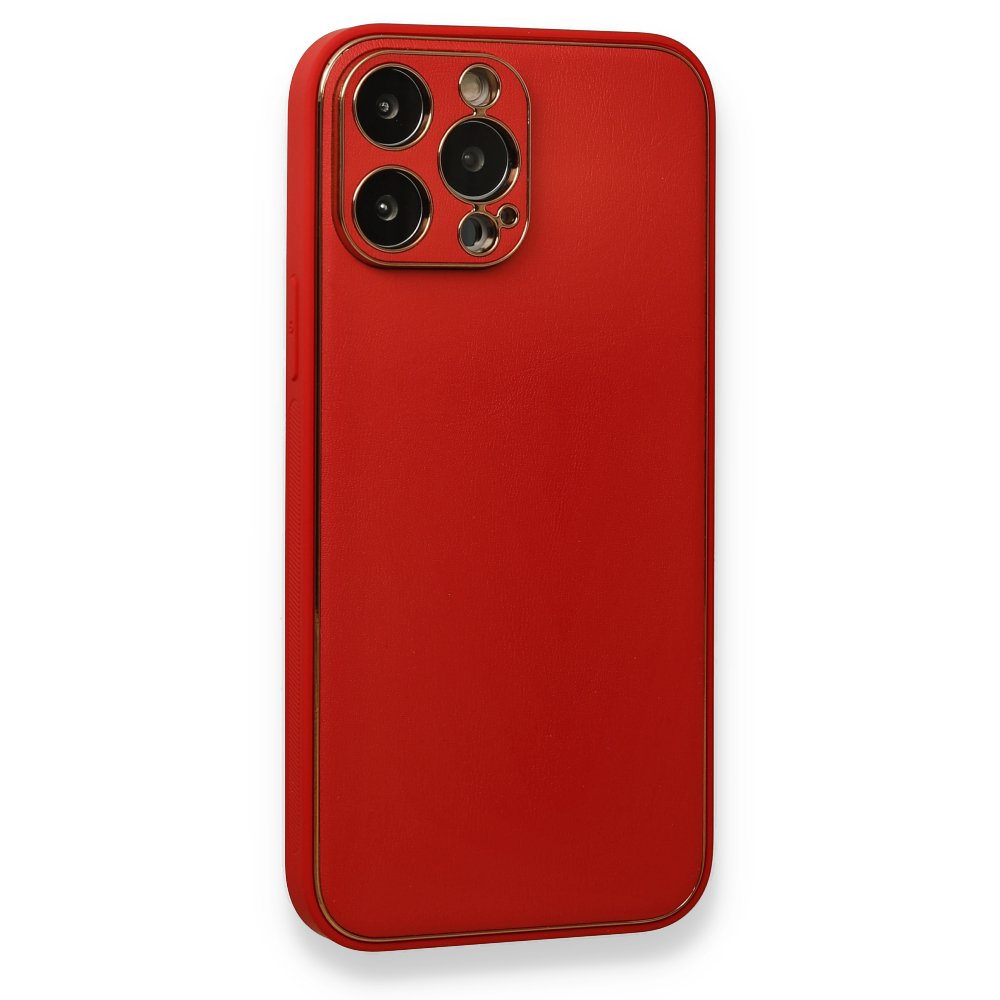 Newface iPhone 13 Pro Kılıf Coco Deri Silikon Kapak - Kırmızı