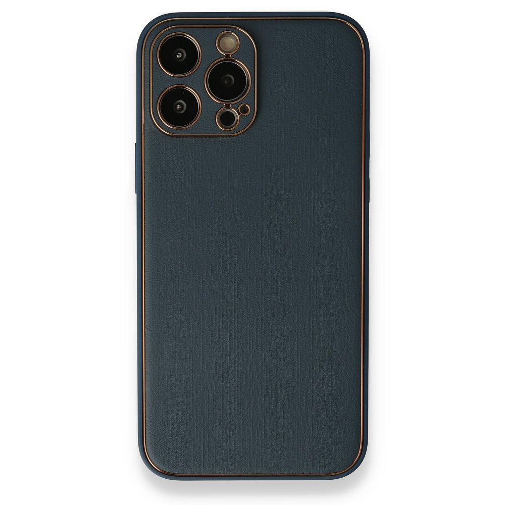 Newface iPhone 13 Pro Kılıf Coco Deri Silikon Kapak - Mavi