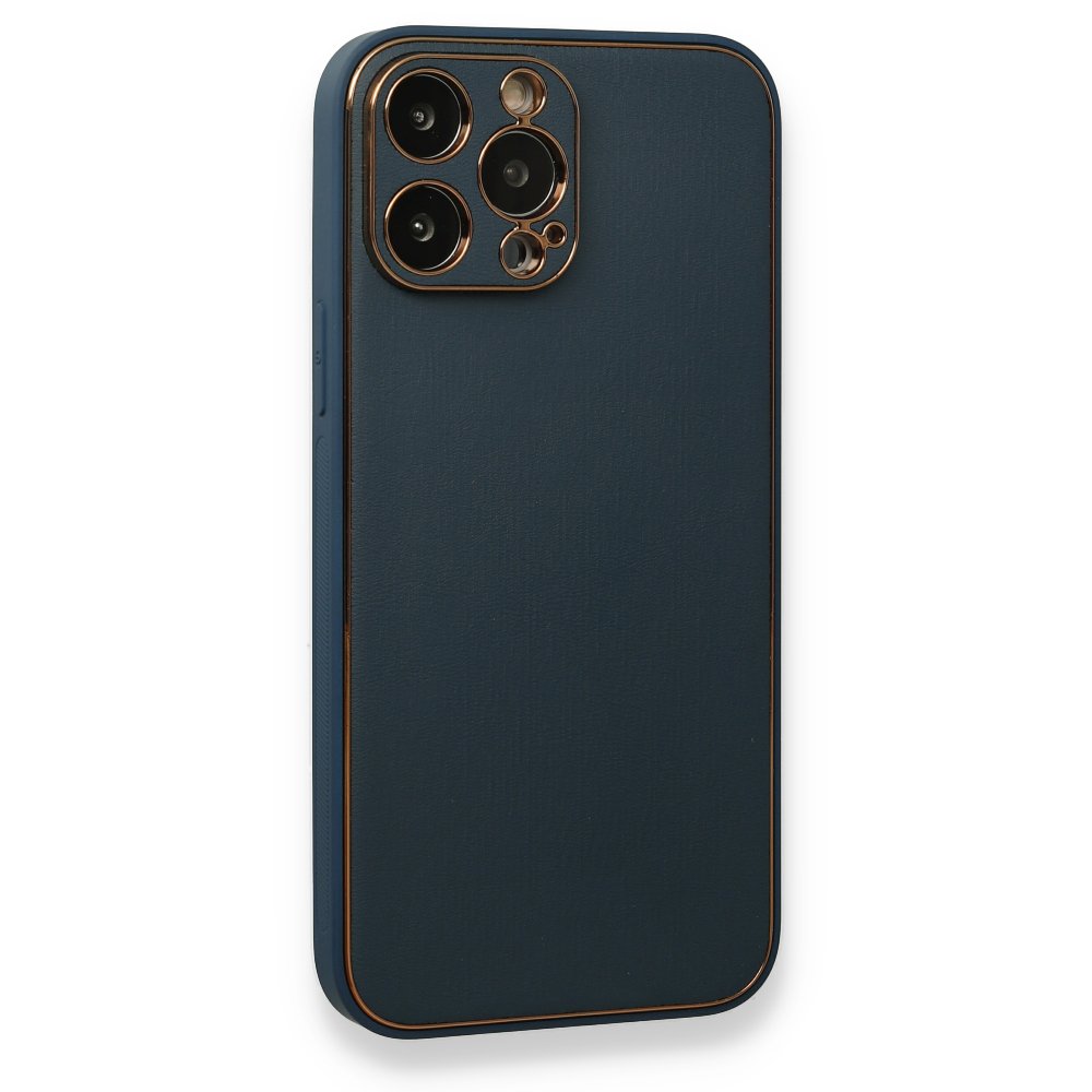 Newface iPhone 13 Pro Kılıf Coco Deri Silikon Kapak - Mavi
