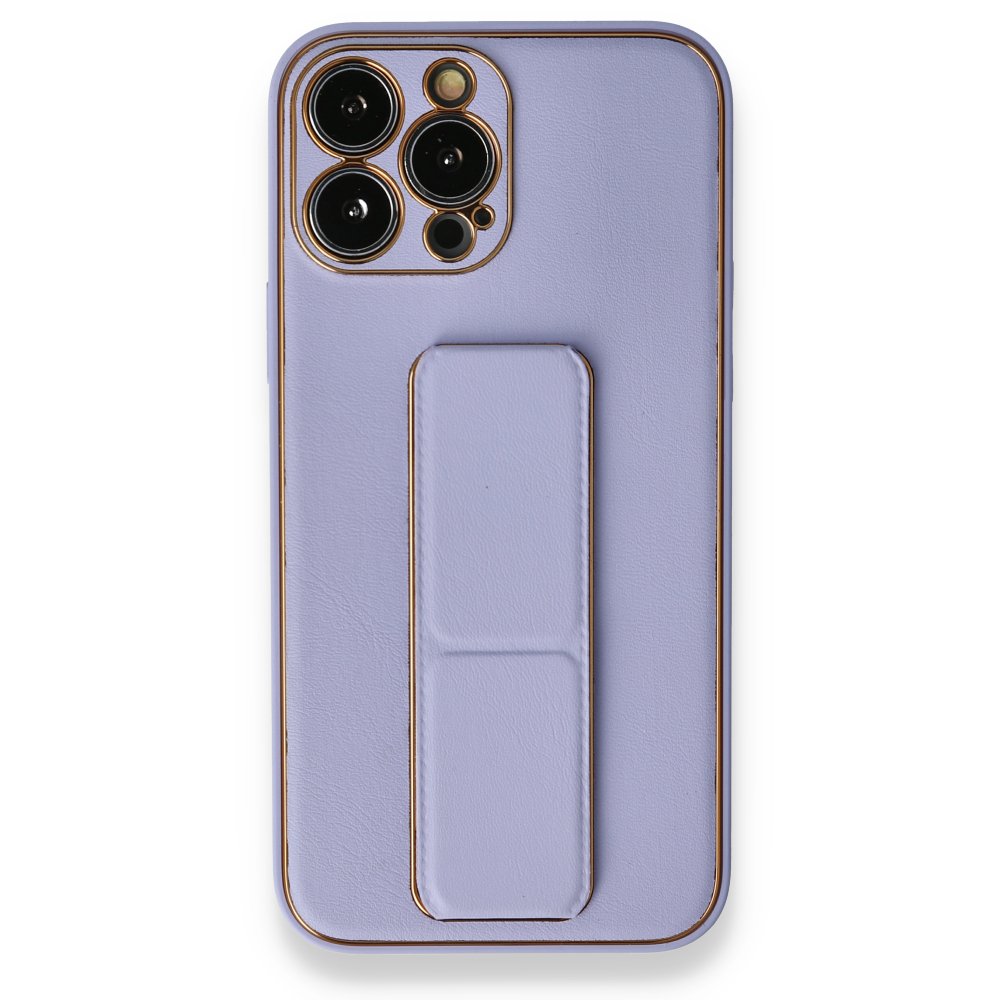 Newface iPhone 13 Pro Kılıf Coco Deri Standlı Kapak - Lila