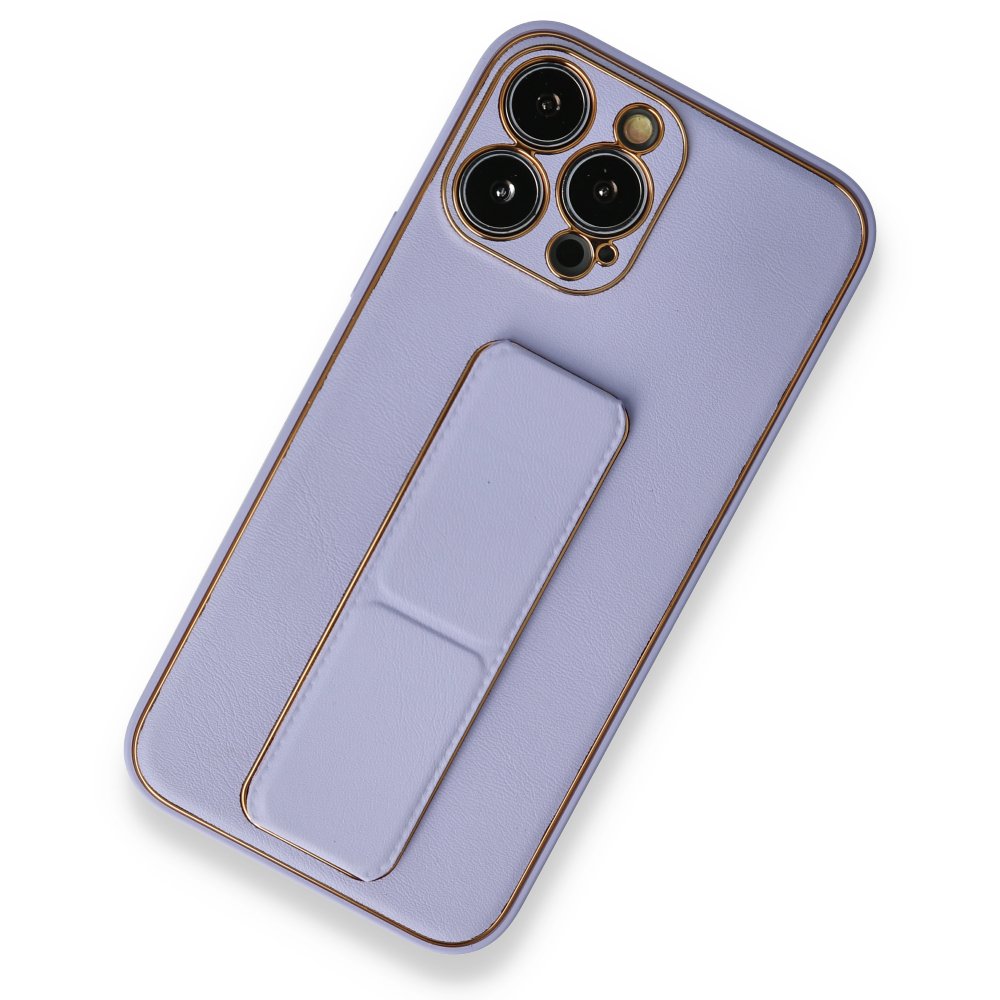 Newface iPhone 13 Pro Kılıf Coco Deri Standlı Kapak - Lila