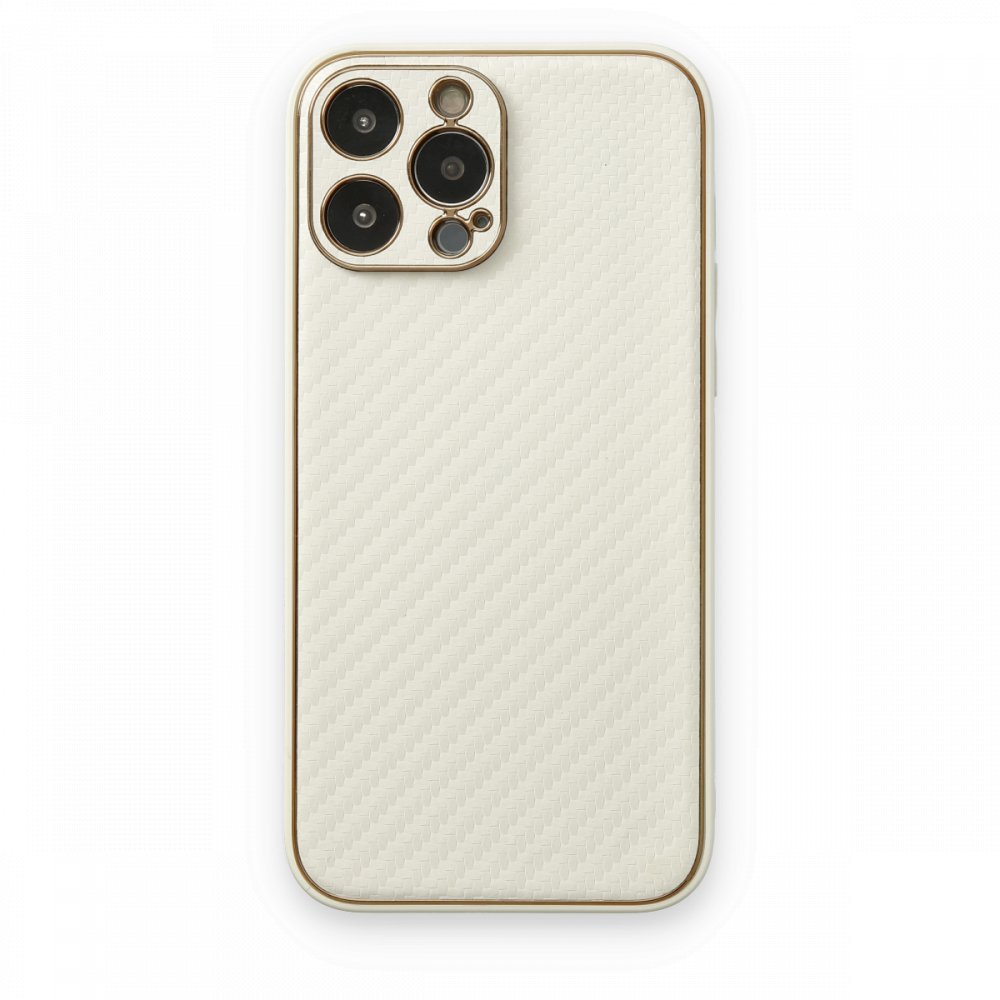 Newface iPhone 13 Pro Kılıf Coco Karbon Silikon - Beyaz
