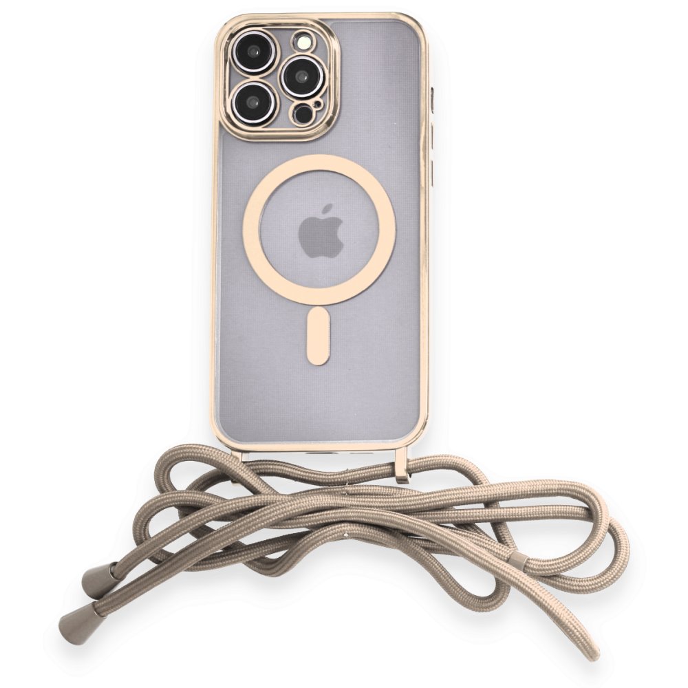 Newface iPhone 13 Pro Kılıf Divo Lazer Askılı Magsafe Kapak - Gold