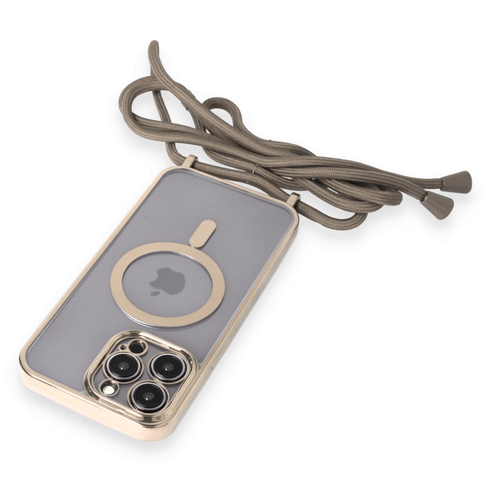 Newface iPhone 13 Pro Kılıf Divo Lazer Askılı Magsafe Kapak - Gold