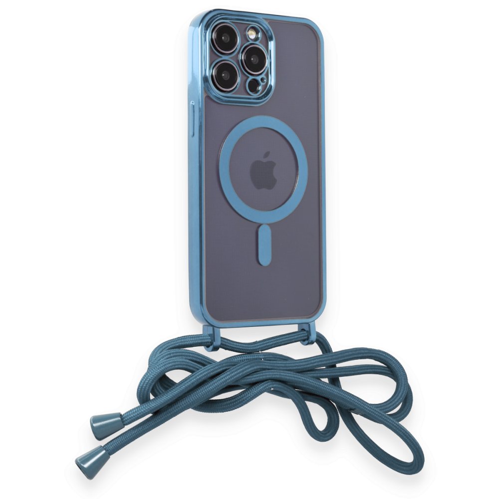 Newface iPhone 13 Pro Kılıf Divo Lazer Askılı Magsafe Kapak - Sierra Blue
