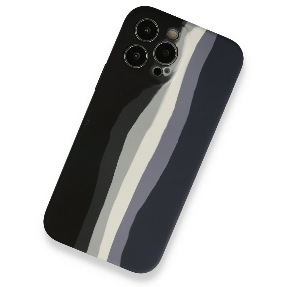 Newface iPhone 13 Pro Kılıf Ebruli Lansman Silikon - Siyah-Lacivert