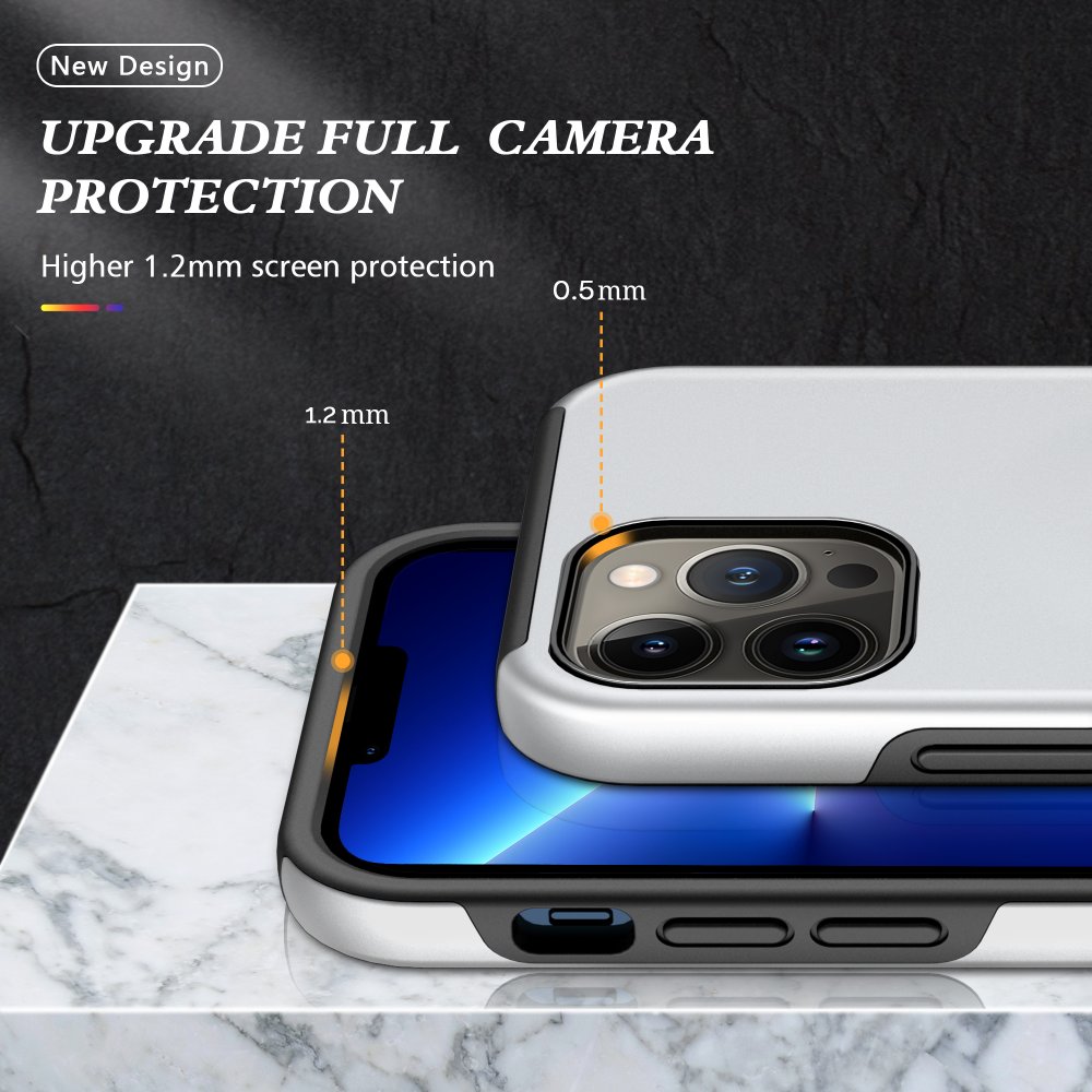 Newface iPhone 13 Pro Kılıf Elit Yüzüklü Kapak - Gümüş