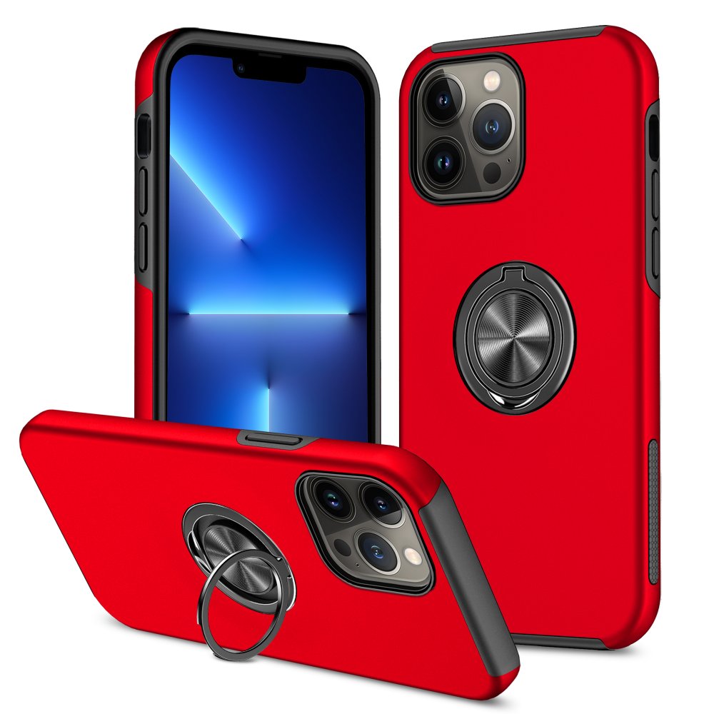 Newface iPhone 13 Pro Kılıf Elit Yüzüklü Kapak - Kırmızı