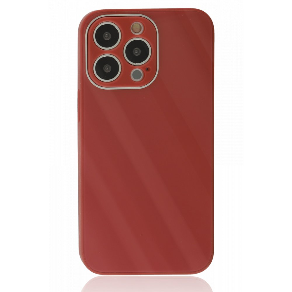 Newface iPhone 13 Pro Kılıf Glass Kapak - Bordo