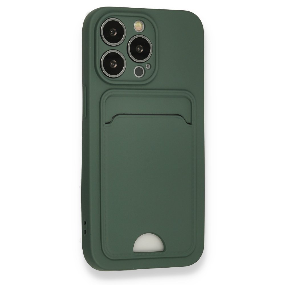 Newface iPhone 13 Pro Kılıf Kelvin Kartvizitli Silikon - Koyu Yeşil