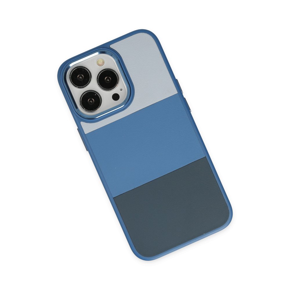 Newface iPhone 13 Pro Kılıf King Kapak - Açık Mavi-Lacivert