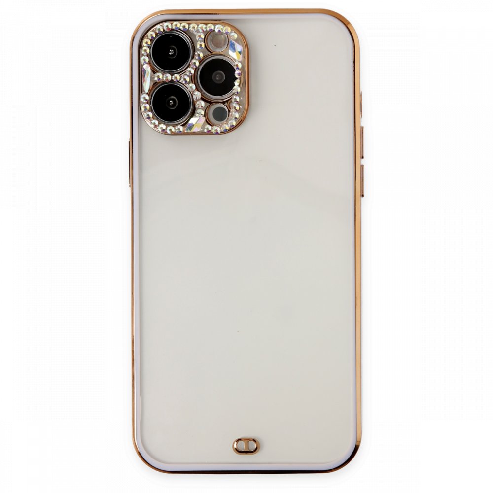 Newface iPhone 13 Pro Kılıf Liva Taşlı Silikon - Mor