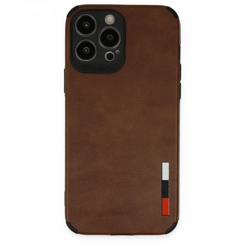 Newface iPhone 13 Pro Kılıf Loop Deri Silikon - Kahverengi