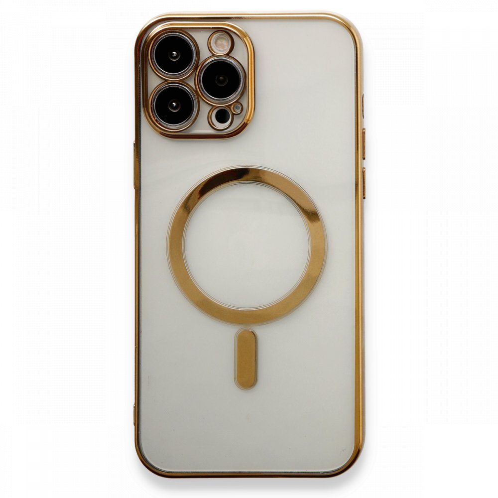 Newface iPhone 13 Pro Kılıf Magneticsafe Lazer Silikon - Gold