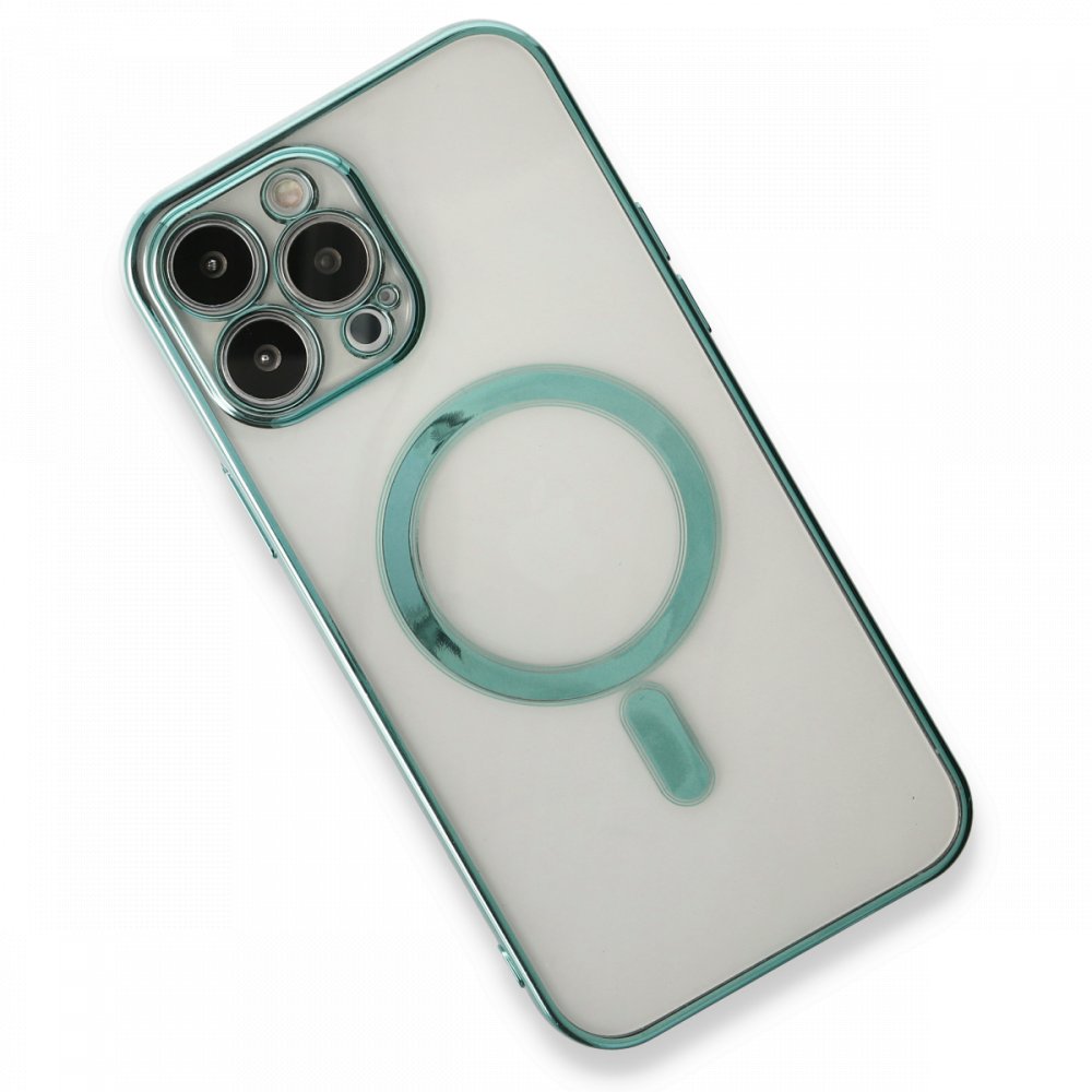 Newface iPhone 13 Pro Kılıf Magneticsafe Lazer Silikon - Haki Yeşil