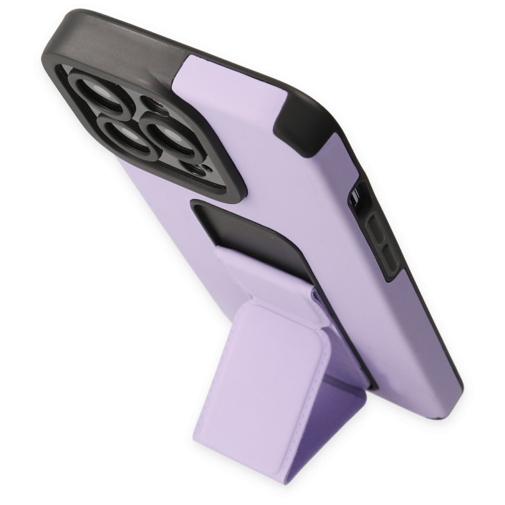 Newface iPhone 13 Pro Kılıf Mega Standlı Silikon - Lila