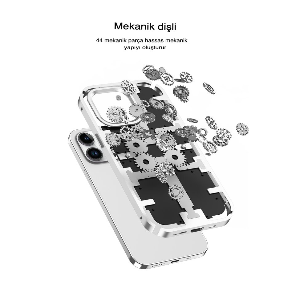 Newface iPhone 13 Pro Kılıf Mekanik Bumper Kapak - Derin Mor