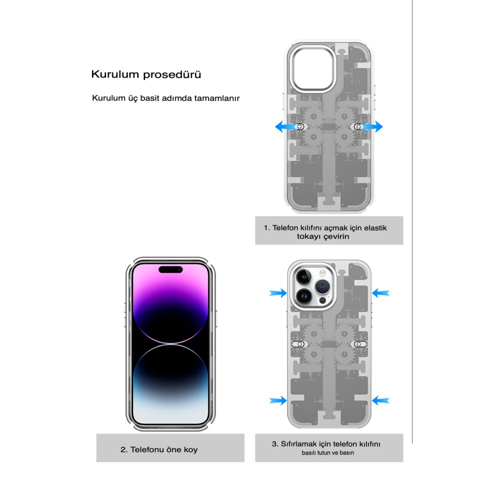 Newface iPhone 13 Pro Kılıf Mekanik Bumper Kapak - Gümüş