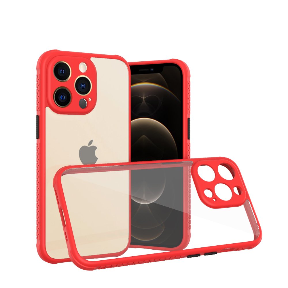 Newface iPhone 13 Pro Kılıf Miami Şeffaf Silikon - Kırmızı