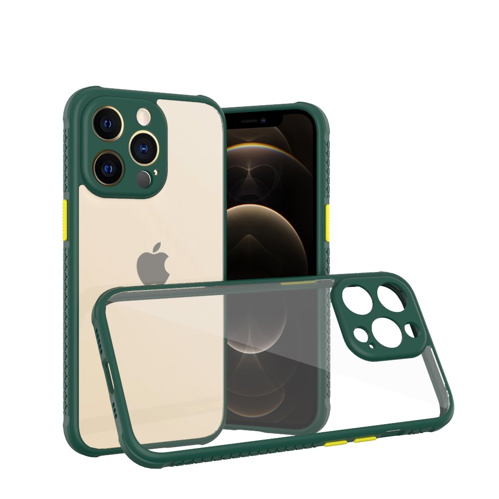 Newface iPhone 13 Pro Kılıf Miami Şeffaf Silikon  - Koyu Yeşil