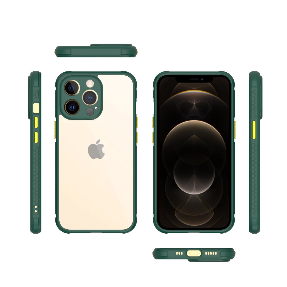 Newface iPhone 13 Pro Kılıf Miami Şeffaf Silikon  - Koyu Yeşil