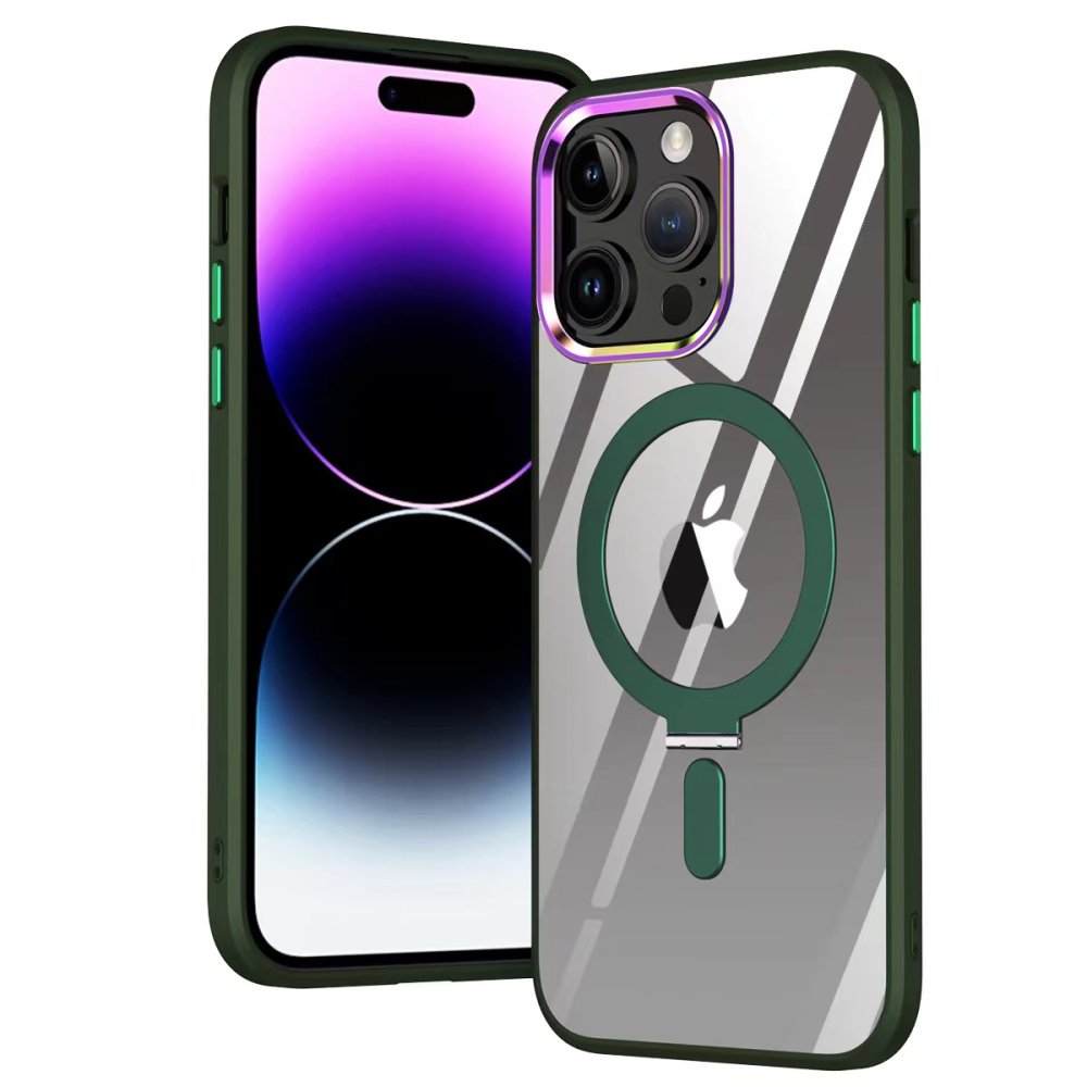 Newface iPhone 13 Pro Kılıf Mudo Magneticsafe Standlı Kapak - Köknar Yeşili