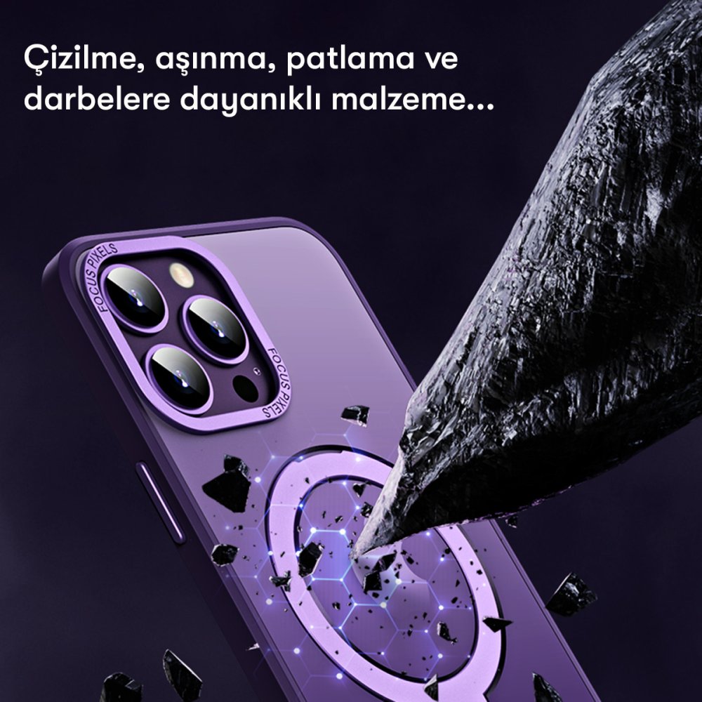 Newface iPhone 13 Pro Kılıf Mudo Mat Magneticsafe Kapak - Lacivert