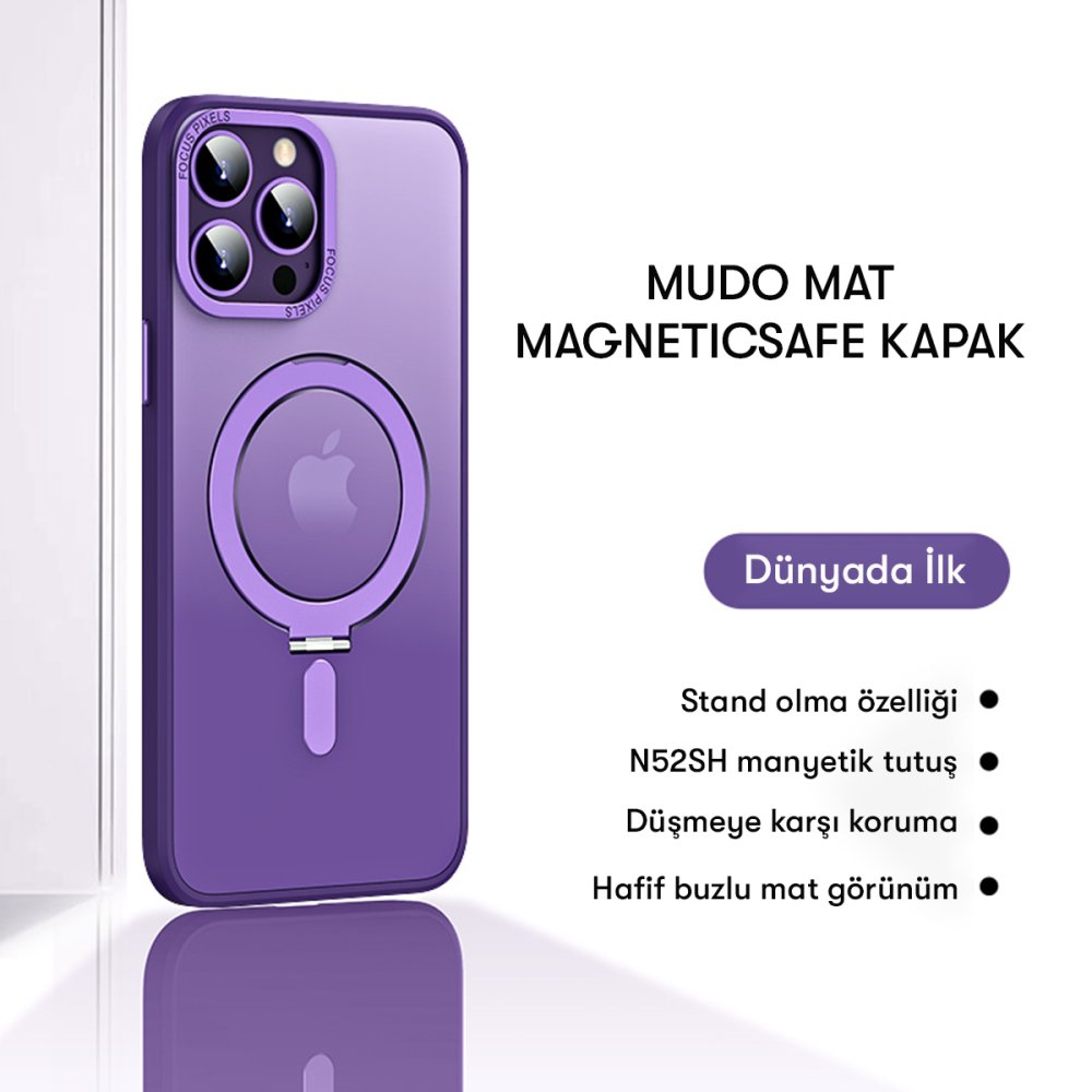 Newface iPhone 13 Pro Kılıf Mudo Mat Magneticsafe Kapak - Şeffaf