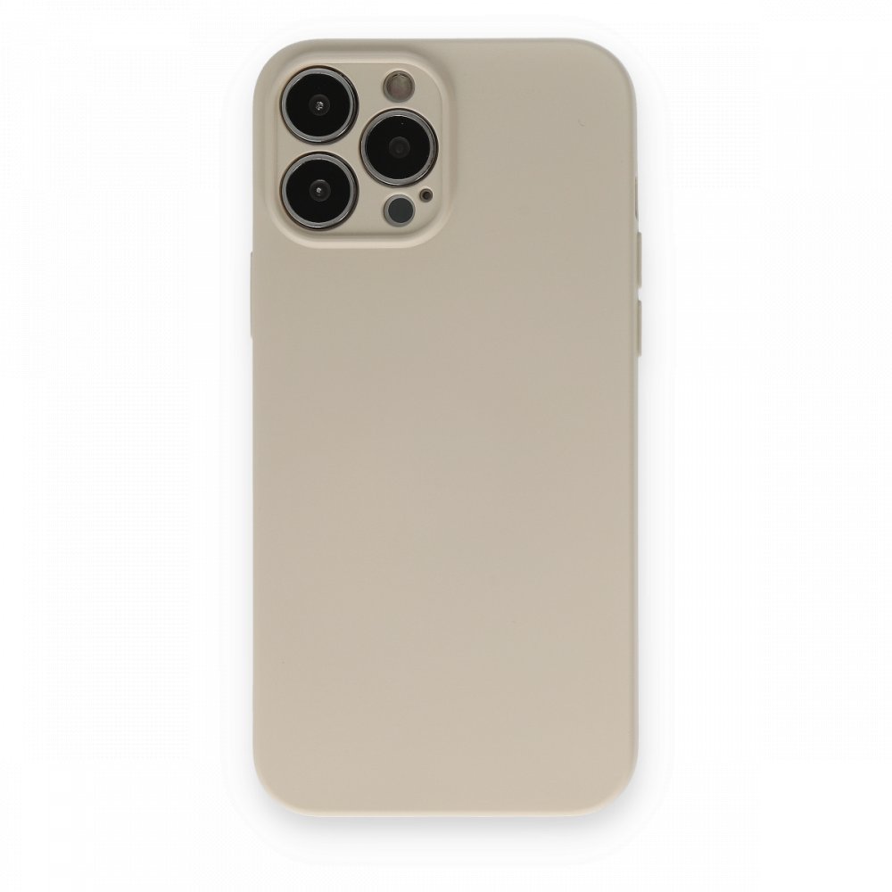 Newface iPhone 13 Pro Kılıf Nano içi Kadife Silikon - Bej