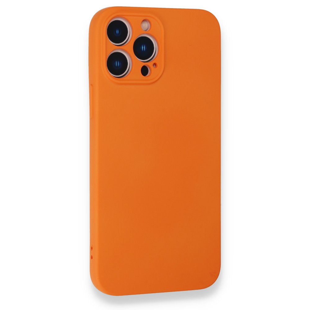Newface iPhone 13 Pro Kılıf Nano içi Kadife Silikon - Turuncu