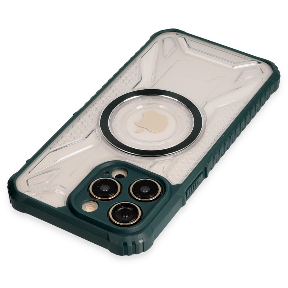 Newface iPhone 13 Pro Kılıf Prag Magneticsafe Kapak - Koyu Yeşil