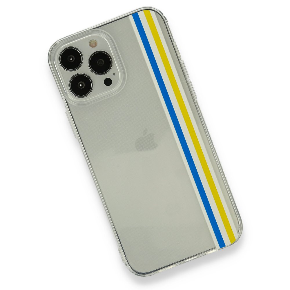 Newface iPhone 13 Pro Kılıf Prime Silikon - Mavi-Sarı