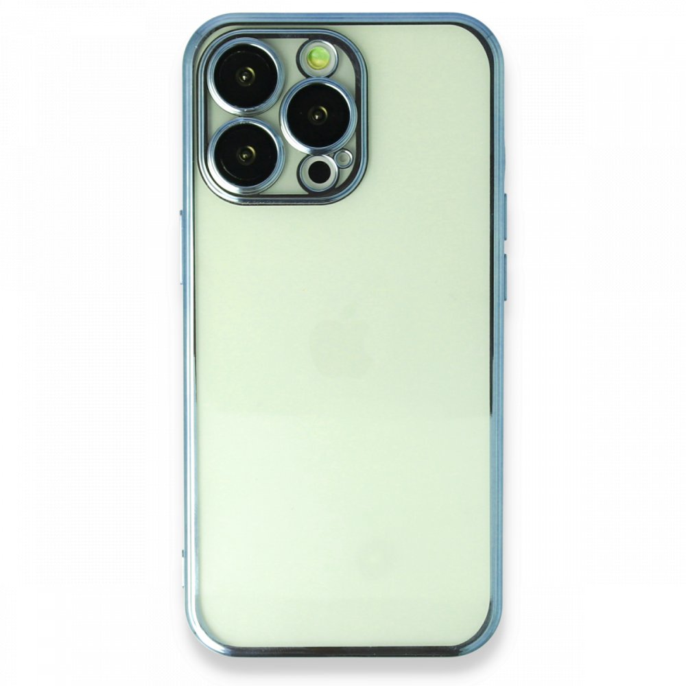 Newface iPhone 13 Pro Kılıf Razer Lensli Silikon - Açık Mavi