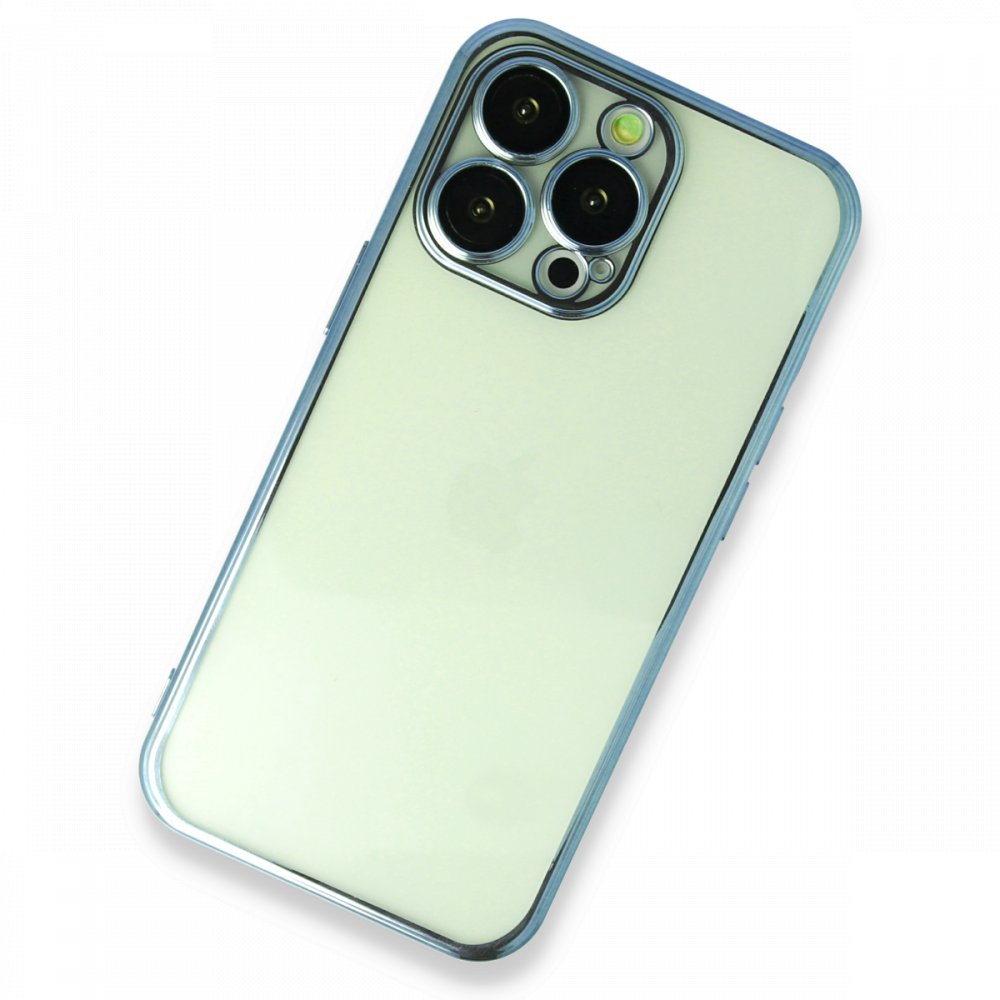 Newface iPhone 13 Pro Kılıf Razer Lensli Silikon - Açık Mavi