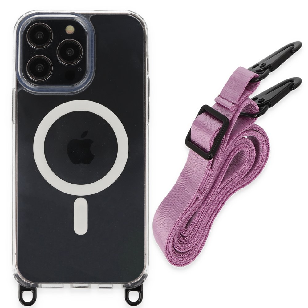 Newface iPhone 13 Pro Kılıf Rope Magsafe Silikon Kapak - Pembe