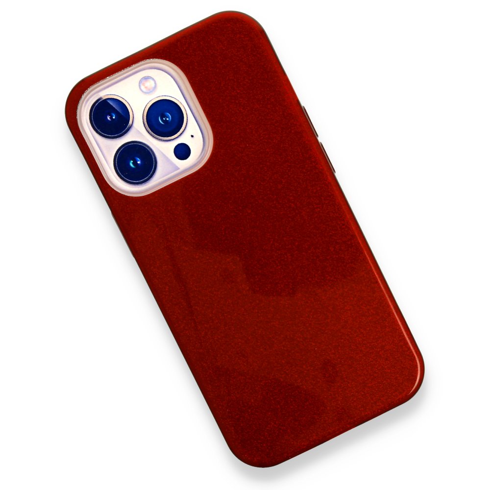 Newface iPhone 13 Pro Kılıf Simli Katmanlı Silikon - Kırmızı