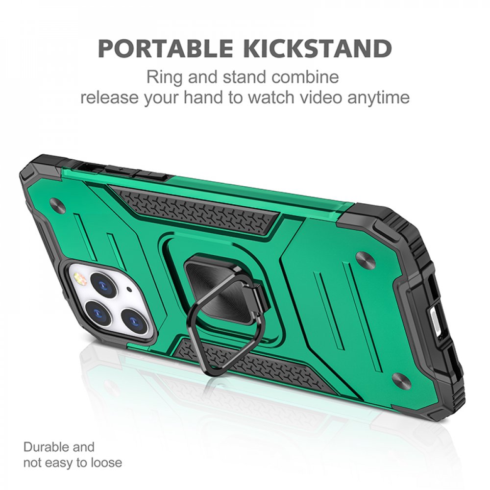 Newface iPhone 13 Pro Kılıf Zegna Yüzüklü Silikon Kapak - Koyu Yeşil