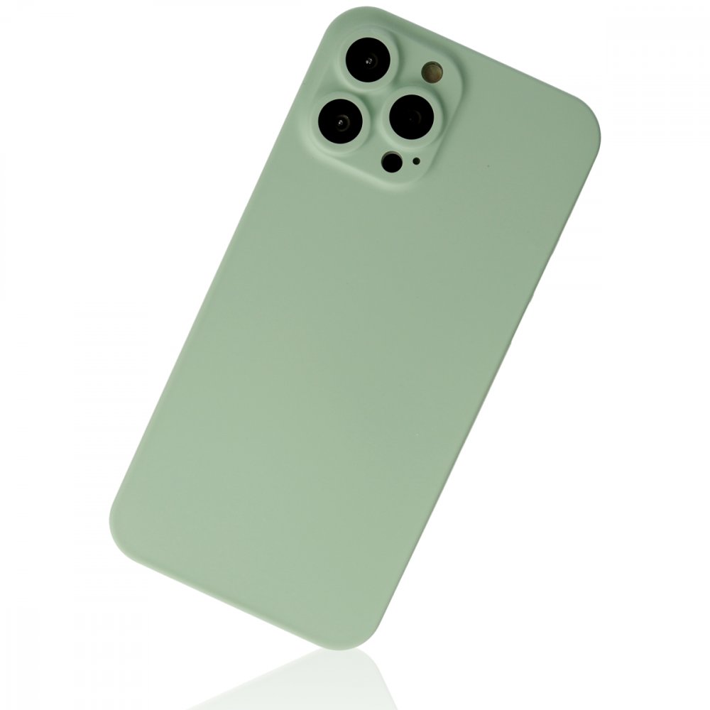 Newface iPhone 13 Pro Max Kılıf 360 Hayalet Full Body Silikon Kapak - Açık Yeşil